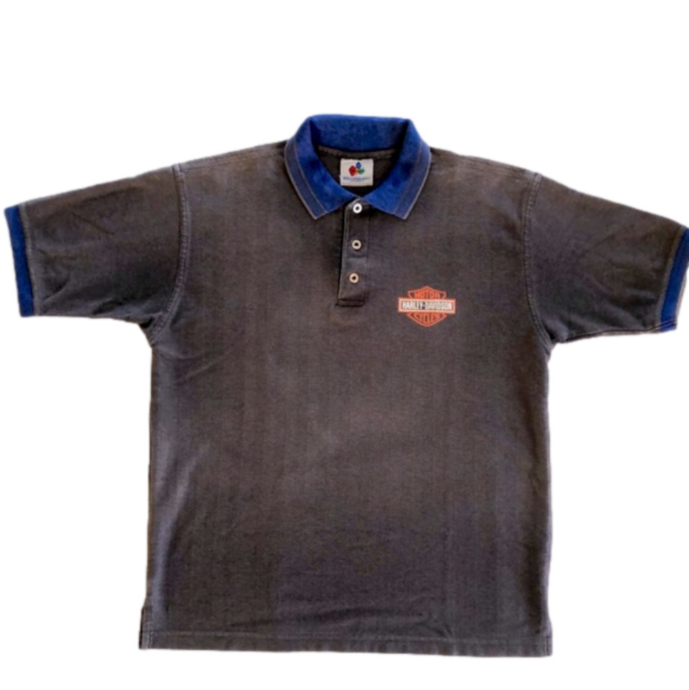 VTG 1980s Harley-Davidson Bike Polo Shirt! Biker. Motorcycle. Harleycore.